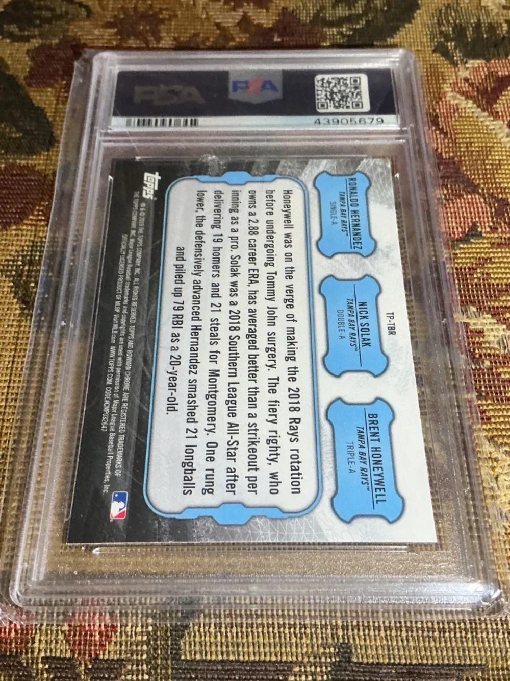 2019 Bowman Chrome Talent Pipeline #TBR Rays Hernandez Solak Honeywell PSA 10